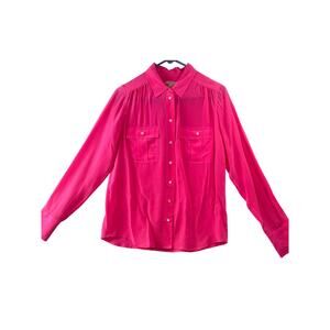 J.Crew “Blythe” Silk Button-Down Blouse • Hot Pink • Size 6